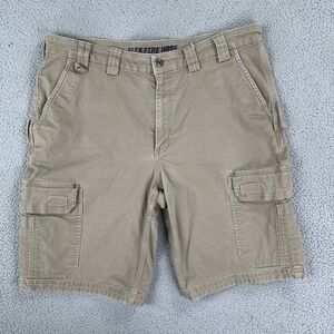 Duluth Trading Flex Fire Hose Cargo Shorts Mens 40 Beige Stretch 12" Inseam
